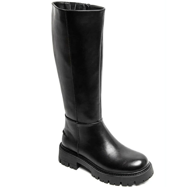BOTTES HAUTES BIKER NOIR À SEMELLE ÉPAISSE – TENDANCE & CONFORT QUOTIDIEN MISS ADDY