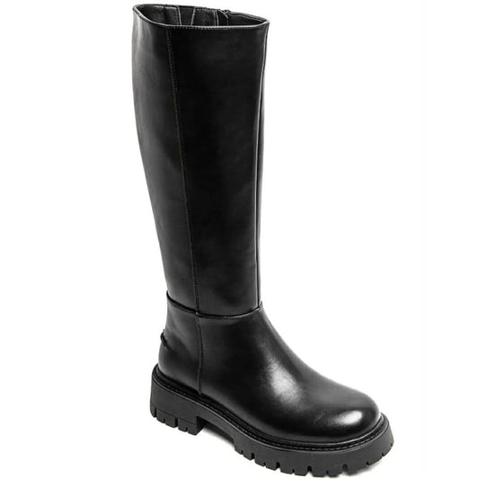 BOTTES HAUTES BIKER NOIR À SEMELLE ÉPAISSE – TENDANCE & CONFORT QUOTIDIEN MISS ADDY