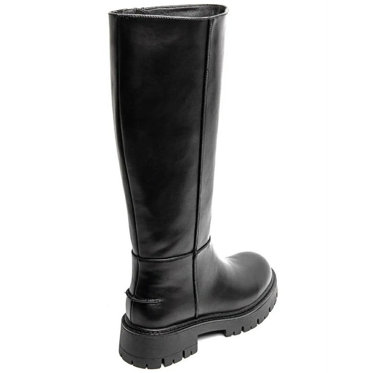 BOTTES HAUTES BIKER NOIR À SEMELLE ÉPAISSE – TENDANCE & CONFORT QUOTIDIEN MISS ADDY