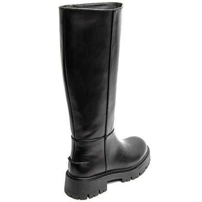 BOTTES HAUTES BIKER NOIR À SEMELLE ÉPAISSE – TENDANCE & CONFORT QUOTIDIEN MISS ADDY