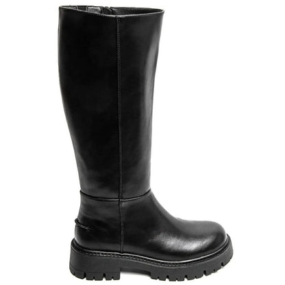 BOTTES HAUTES BIKER NOIR À SEMELLE ÉPAISSE – TENDANCE & CONFORT QUOTIDIEN MISS ADDY