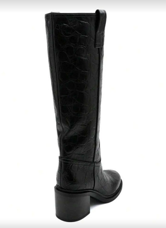 BOTTES HAUTES – TALON CARRÉ CONFORTABLE EN FAÇON CROCO MISS SERENA NOIR