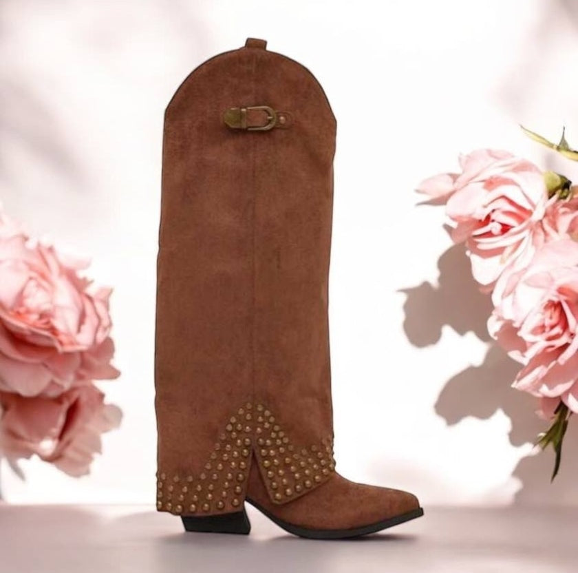 BOTTES HAUTES WESTERN CLOUTEE MISS KASSY CAMEL