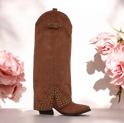 BOTTES HAUTES WESTERN CLOUTEE MISS KASSY CAMEL
