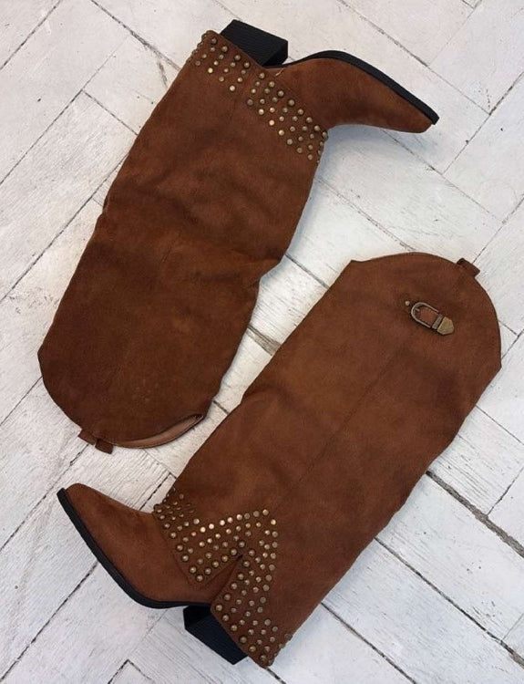 BOTTES HAUTES WESTERN CLOUTEE MISS KASSY CAMEL
