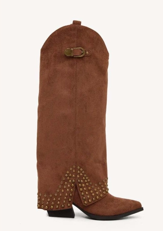 BOTTES HAUTES WESTERN CLOUTEE MISS KASSY CAMEL