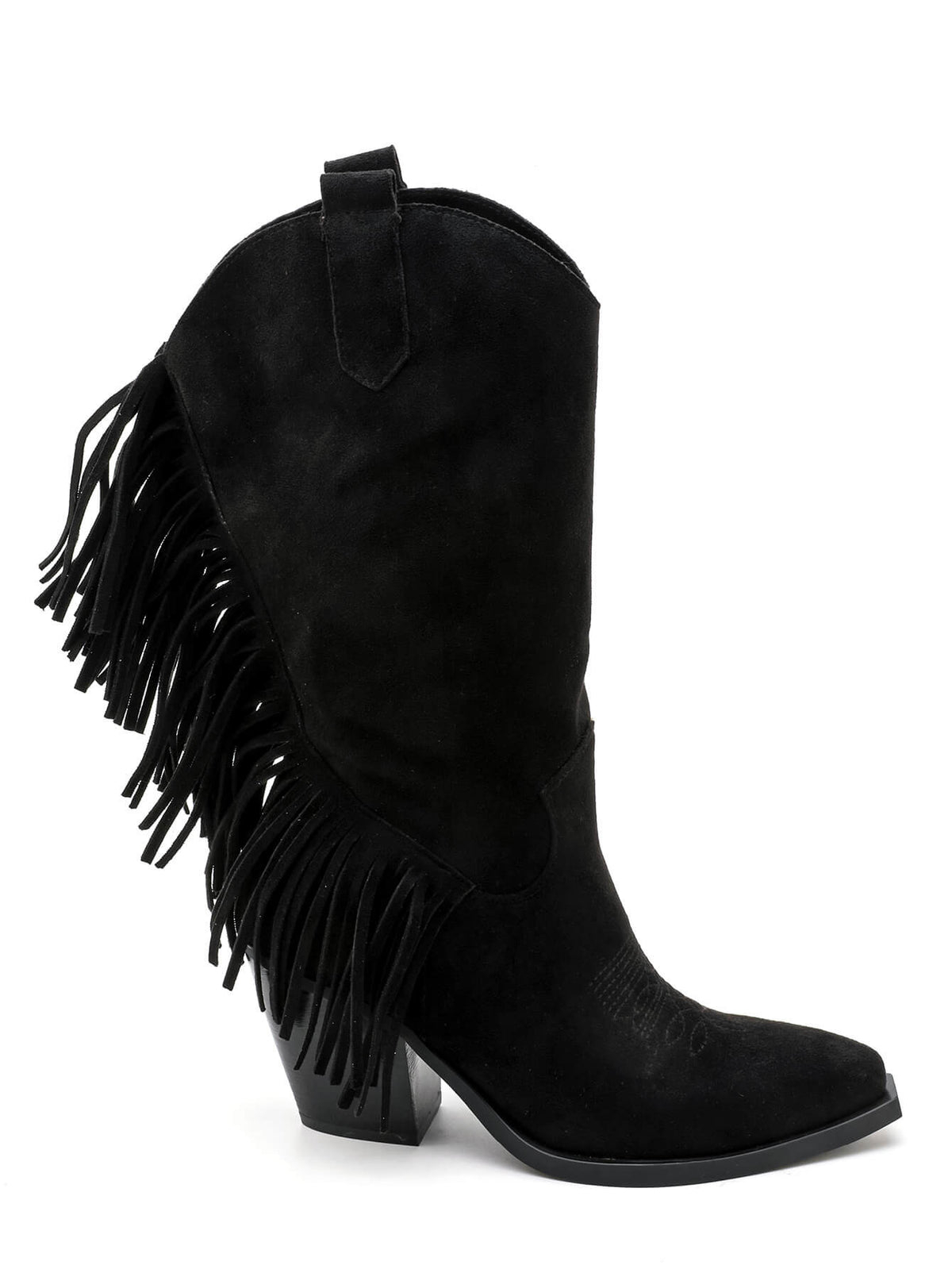 BOTTES SANTIAGS NOIRES À FRANGES FEMME EFFET DAIM MISS CASSANDRE