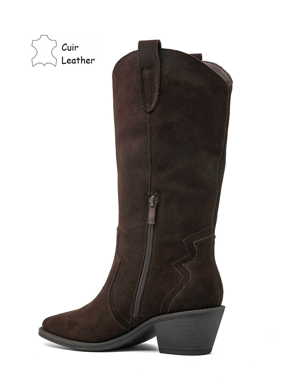 BOTTES SANTIAGS MARRON CHOCOLAT FEMME CUIR SUÉDÉ | MISS MADISSON