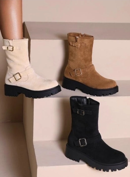BOTTINES A DEUX BOUCLES SUEDINE MISS DIXIE NOIR