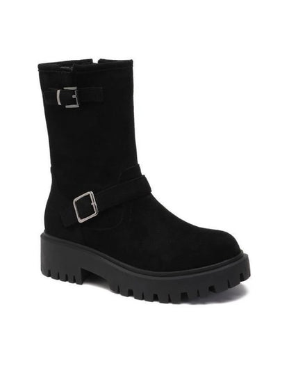 BOTTINES A DEUX BOUCLES SUEDINE MISS DIXIE NOIR