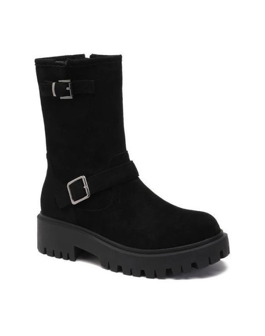 BOTTINES A DEUX BOUCLES SUEDINE MISS DIXIE NOIR