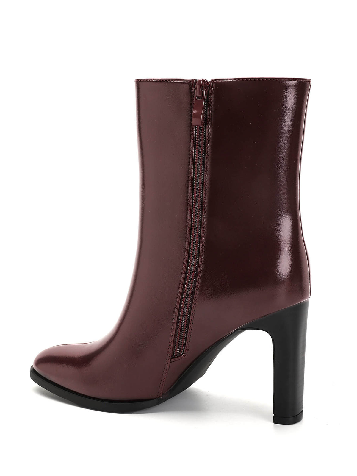 BOTTINES BORDEAUX FEMME À TALON EFFET CUIR | MISS HARPER