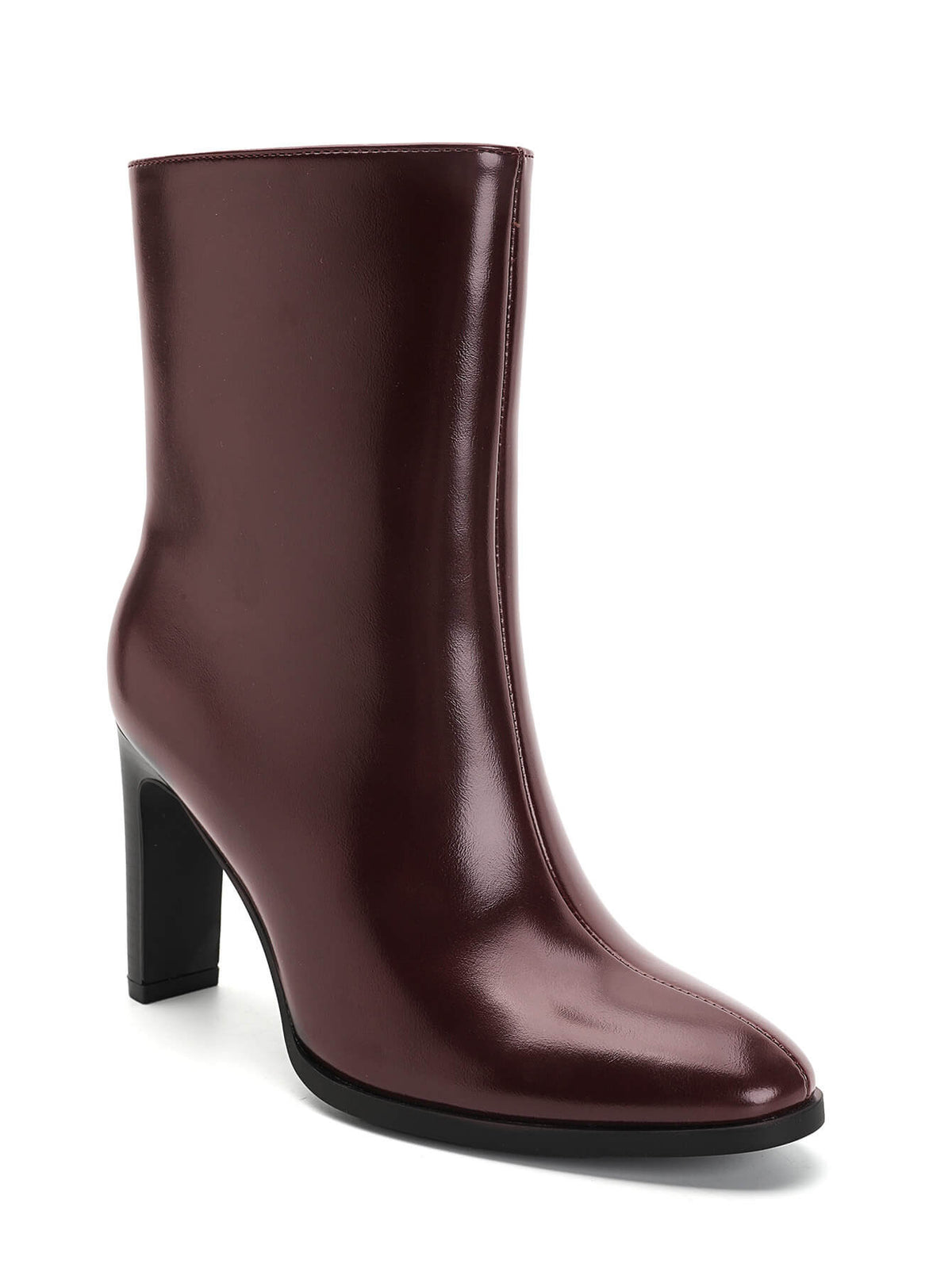 BOTTINES BORDEAUX FEMME À TALON EFFET CUIR | MISS HARPER