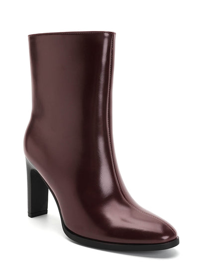 BOTTINES BORDEAUX FEMME À TALON EFFET CUIR | MISS HARPER