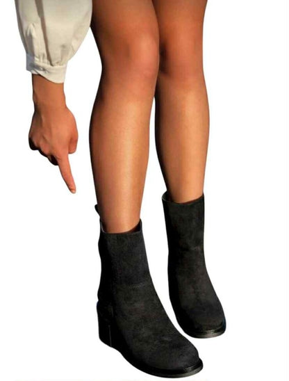 BOTTINES EN DAIM FEMME – TALON CARRÉ CONFORTABLE – MISS AUDRINA NOIR