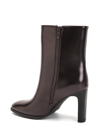 BOTTINES MARRON FEMME À TALON EFFET CUIR MISS HARPER