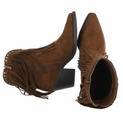 BOTTINES WESTERN GLAM MISS MAURINE CAMEL FRANGES