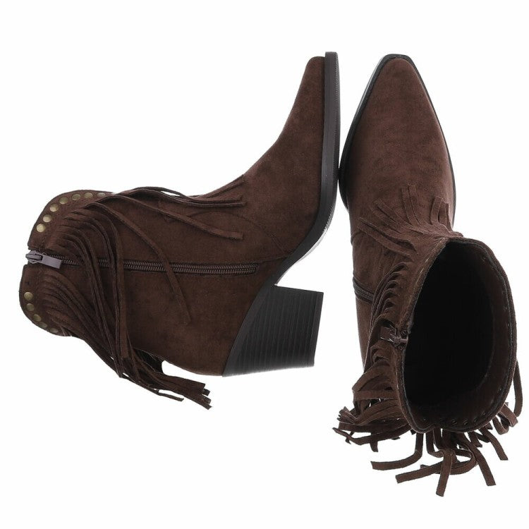 BOTTINES WESTERN GLAM MISS MAURINE CHOCO FRANGES