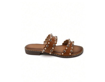 Chaussures femme sandales clous et strass camel miss clara