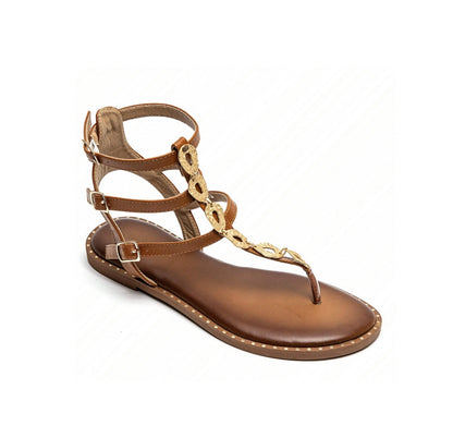 Chaussures femme sandales camel mettalique or miss alessia
