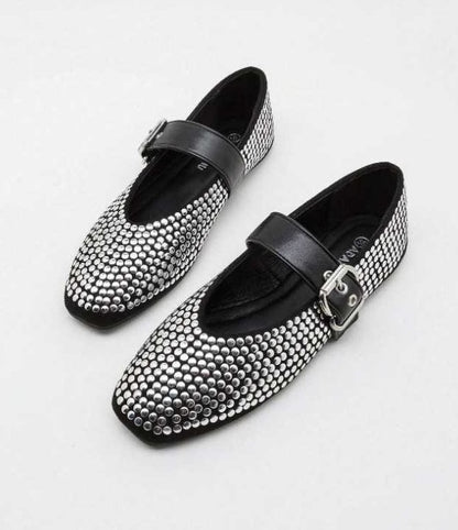 CHAUSSURES FEMME BALLERINES CLOUS MISS GLAM ROCK