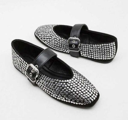 CHAUSSURES FEMME BALLERINES CLOUS MISS GLAM ROCK