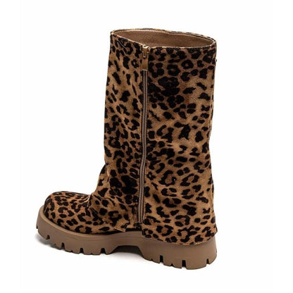 CHAUSSURES FEMME BOTTES BOTTINES BICKER ZIP BOUCLE MISS ANAE LEOPARD