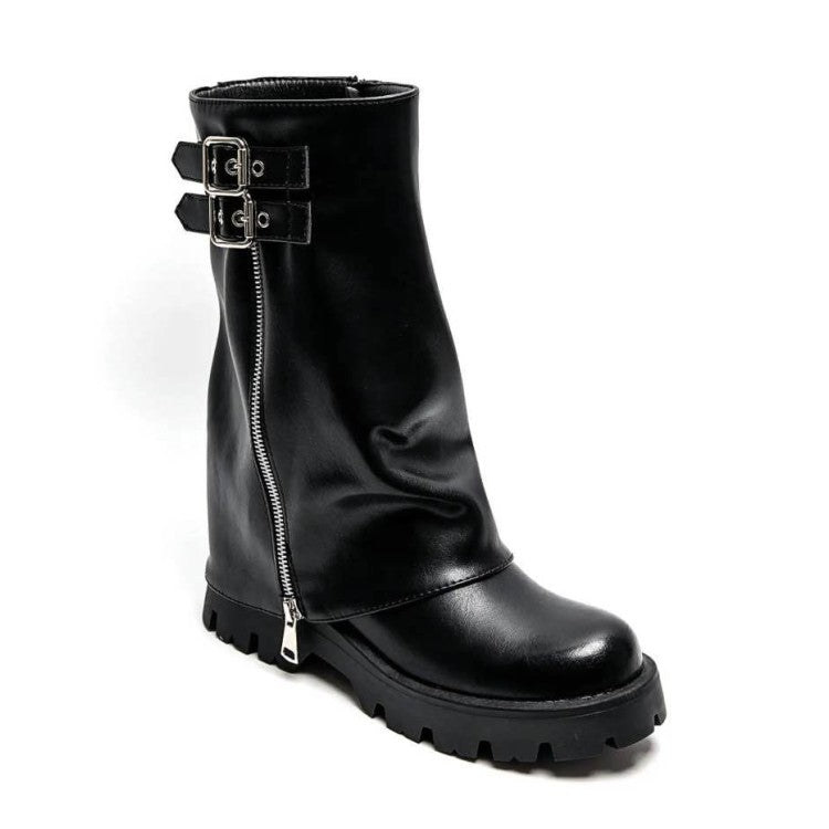 CHAUSSURES FEMME BOTTES BOTTINES BICKER ZIP BOUCLE MISS ANAE NOIR SIMICUIR