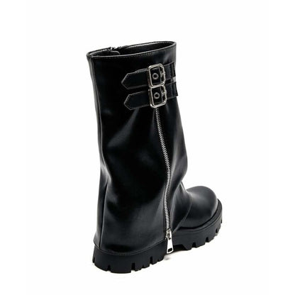 CHAUSSURES FEMME BOTTES BOTTINES BICKER ZIP BOUCLE MISS ANAE NOIR SIMICUIR