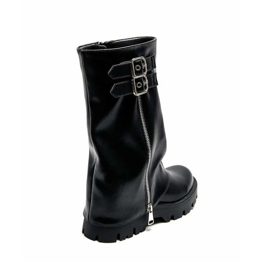 CHAUSSURES FEMME BOTTES BOTTINES BICKER ZIP BOUCLE MISS ANAE NOIR SIMICUIR