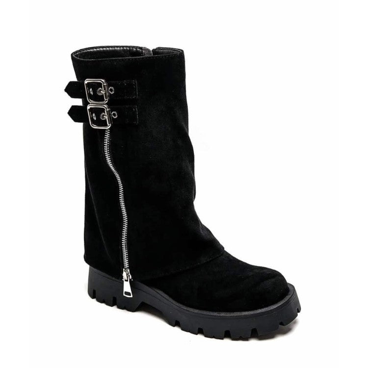 CHAUSSURES FEMME BOTTES BOTTINES BICKER ZIP BOUCLE MISS ANAE NOIR