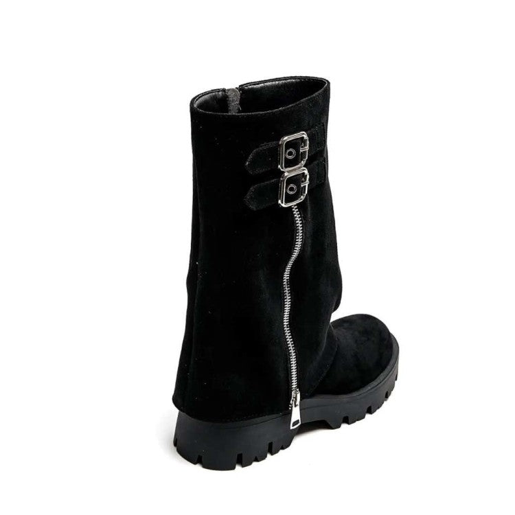 CHAUSSURES FEMME BOTTES BOTTINES BICKER ZIP BOUCLE MISS ANAE NOIR