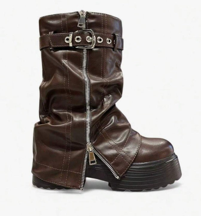 CHAUSSURES FEMME BOTTES BOTTINES SEMELLE LARGE MISS NELLY CHOCO - MissKCY