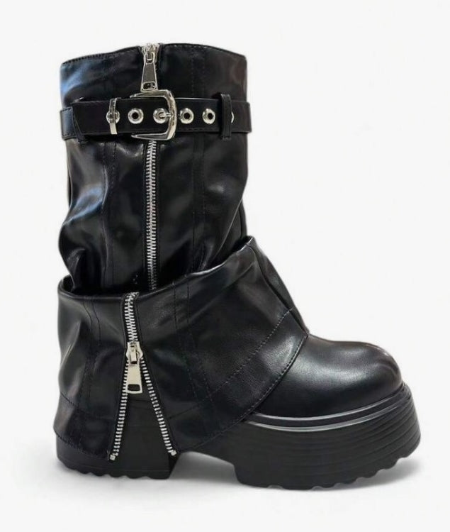 CHAUSSURES FEMME BOTTES BOTTINES SEMELLE LARGE MISS NELLY NOIR