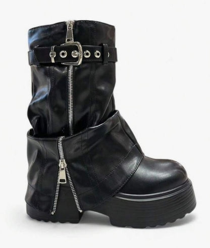 CHAUSSURES FEMME BOTTES BOTTINES SEMELLE LARGE MISS NELLY NOIR