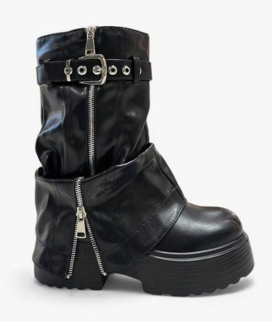 CHAUSSURES FEMME BOTTES BOTTINES SEMELLE LARGE MISS NELLY NOIR