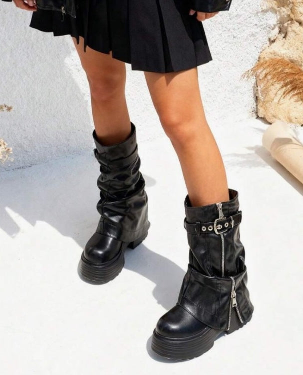 CHAUSSURES FEMME BOTTES BOTTINES SEMELLE LARGE MISS NELLY NOIR