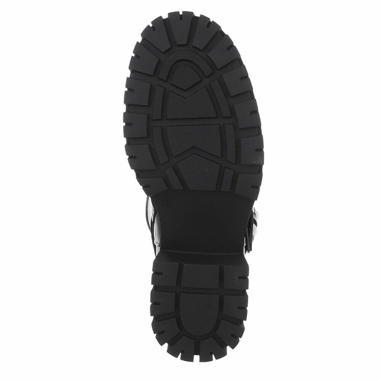 CHAUSSURES FEMME BOTTES HAUTES BIKER BOUCLES ET SANGLES NOIR MISS ANDREA