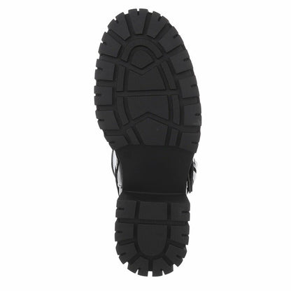 CHAUSSURES FEMME BOTTES HAUTES BIKER BOUCLES ET SANGLES NOIR MISS ANDREA