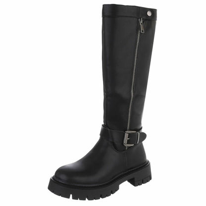 CHAUSSURES FEMME BOTTES HAUTES BOCLER ZIP BPUCLE MISS BRANDY NOIR
