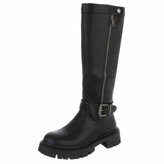 CHAUSSURES FEMME BOTTES HAUTES BOCLER ZIP BPUCLE MISS BRANDY NOIR