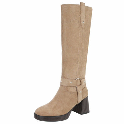 CHAUSSURES FEMME BOTTES HAUTES COUTURE BOUCLE MISS MEGANE BEIGE