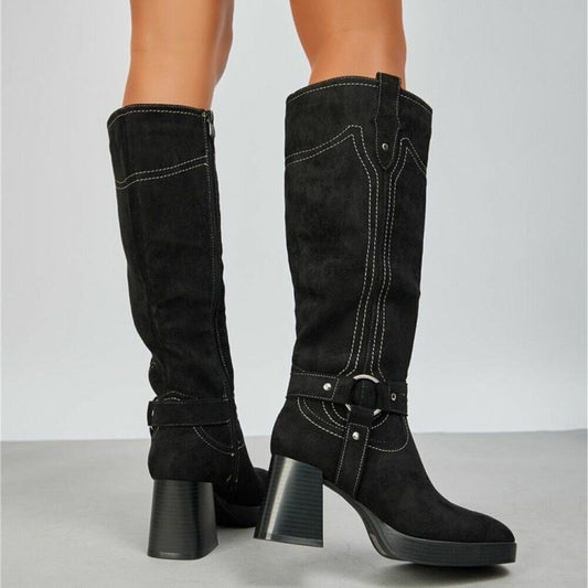 CHAUSSURES FEMME BOTTES HAUTES COUTURE BOUCLE MISS MEGANE NOIR