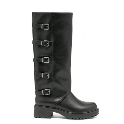 CHAUSSURES FEMME BOTTES HAUTES MULTI BOUCLES BICKER MISS ALMA NOIR