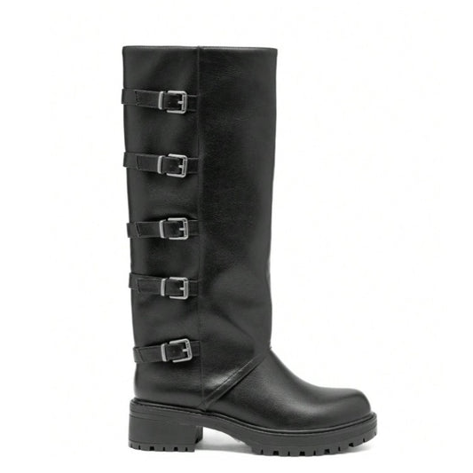 CHAUSSURES FEMME BOTTES HAUTES MULTI BOUCLES BICKER MISS ALMA NOIR