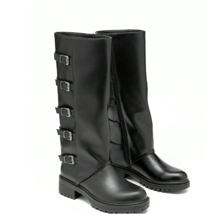 CHAUSSURES FEMME BOTTES HAUTES MULTI BOUCLES BICKER MISS ALMA NOIR