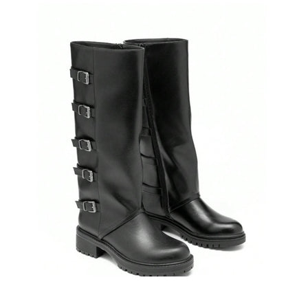 CHAUSSURES FEMME BOTTES HAUTES MULTI BOUCLES BICKER MISS ALMA NOIR