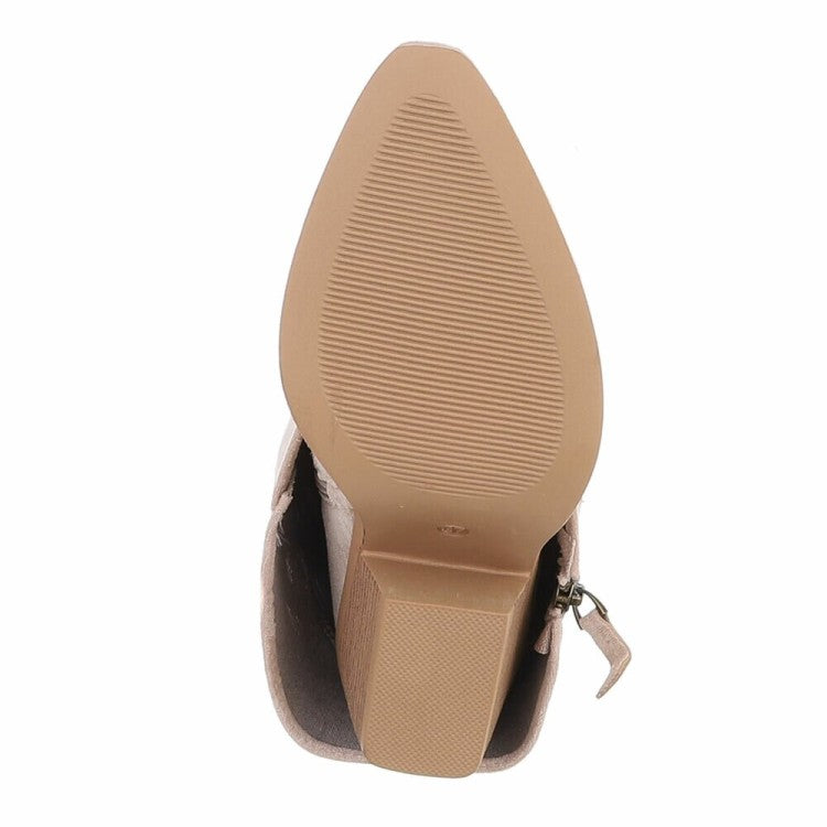 CHAUSSURES FEMME BOTTES HAUTES WESTERN BEIGE ZIP