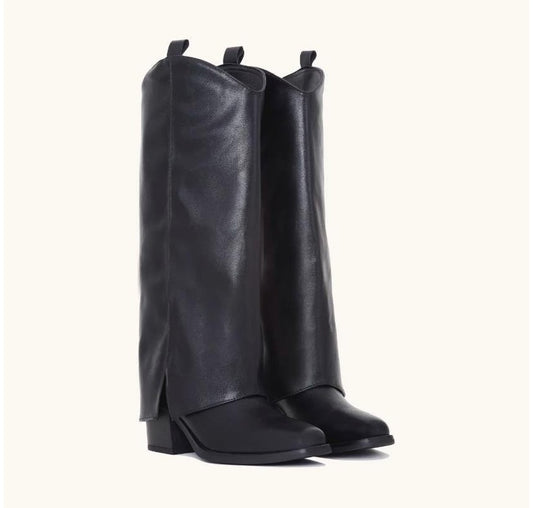 CHAUSSURES FEMME BOTTES HAUTES WESTERN BOOTS MISS GABY NOIR