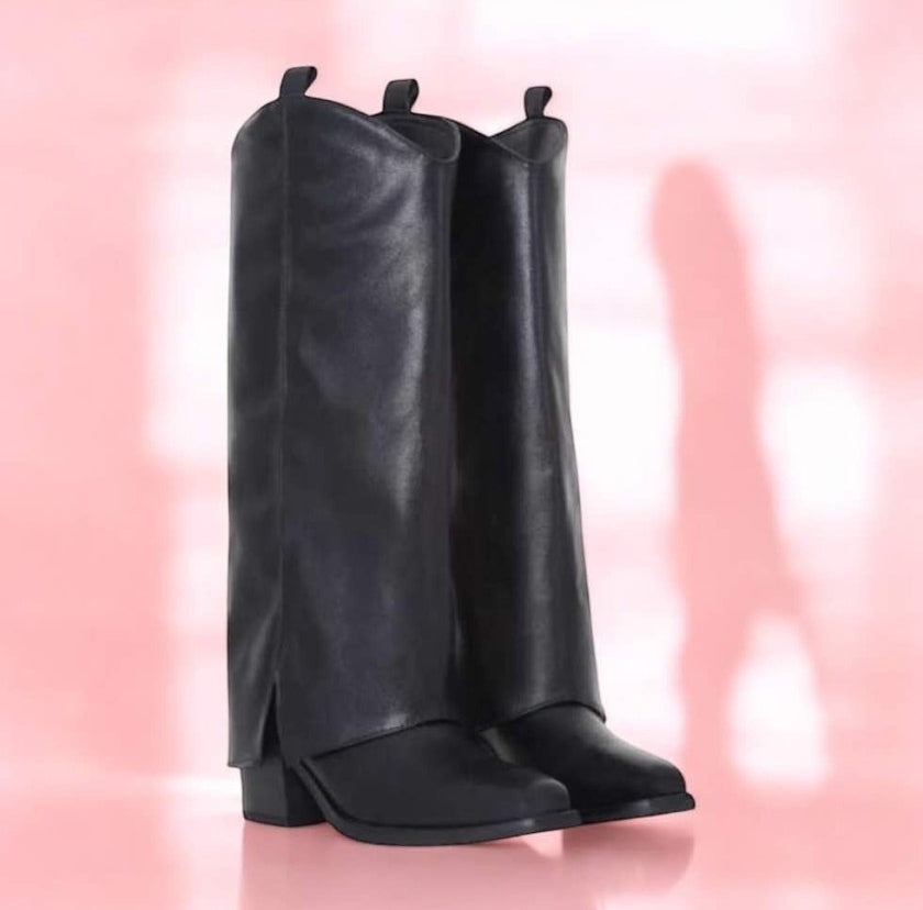 CHAUSSURES FEMME BOTTES HAUTES WESTERN BOOTS MISS GABY NOIR
